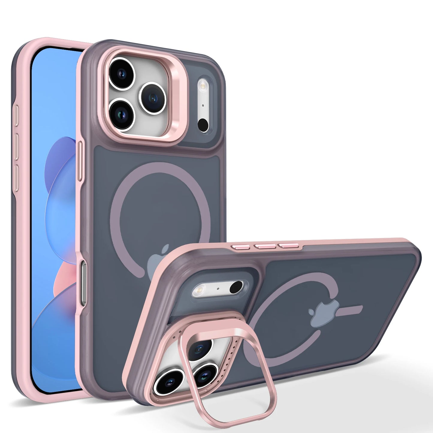 Luxury Matte Clear with Holder Shockproof Magnetic Magsafe Phone Case for iphone 17 Pro Max 17 Air 16